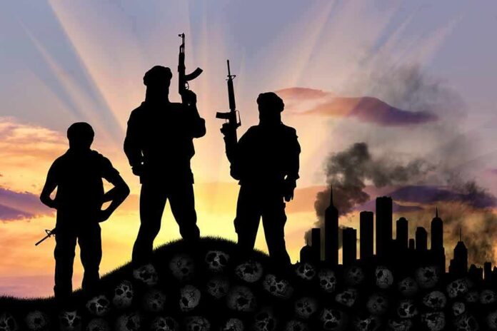 340068851 featured image Three armed silhouettes near a smoky city skyline.