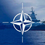 Navy ships with NATO logo overlay