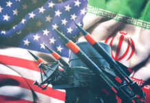 See Trump’s Iran Deal Twist Missiles in front of American and Iranian flags.