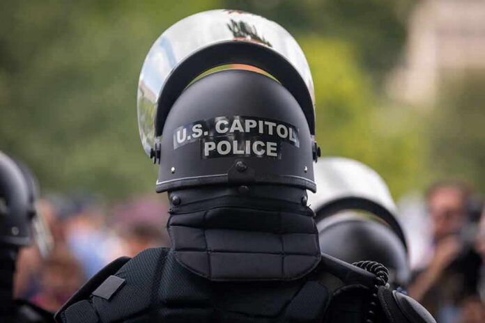U.S. Capitol Police officer in riot gear