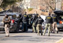 Sword-Wielding Man CHARGES Deputy in Desert Police and sheriff officers gather around vehicles on a suburban street