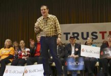 Ted Cruz says Democratic Party Taken Over By ‘Islamists’ and ‘Marxists’ Ted Cruz speaks on stage at a campaign event with Beatrix Philipp seated among supporters