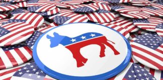 Ken Paxton Sounds Alarm on ActBlue and Foreign Money Democratic donkey symbol on a campaign button