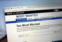Computer screen showing an FBI Most Wanted webpage
