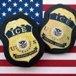 506 Americans DETAINED by ICE Agents ICE badges on an American flag background